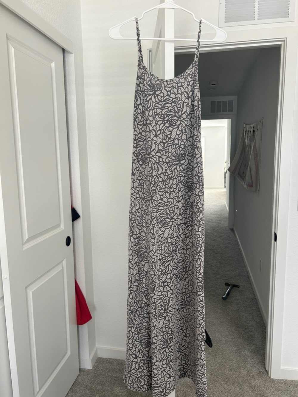 Blue Blush Taupe Floral-Outline Maxi Dress